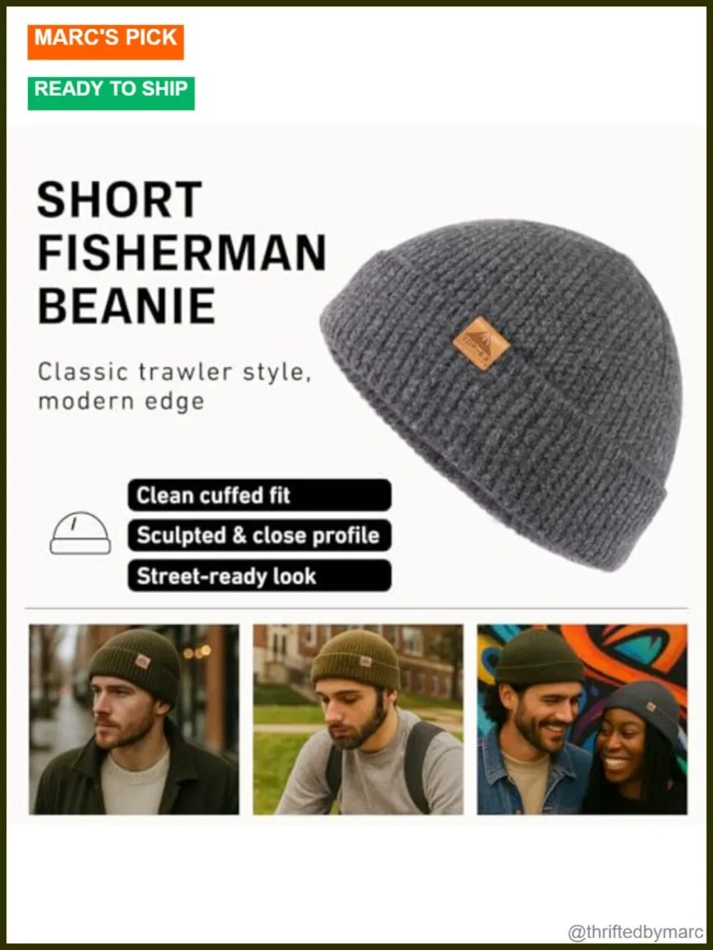 100% Merino Wool Unisex Fisherman Beanie Hat - Soft Lightweight